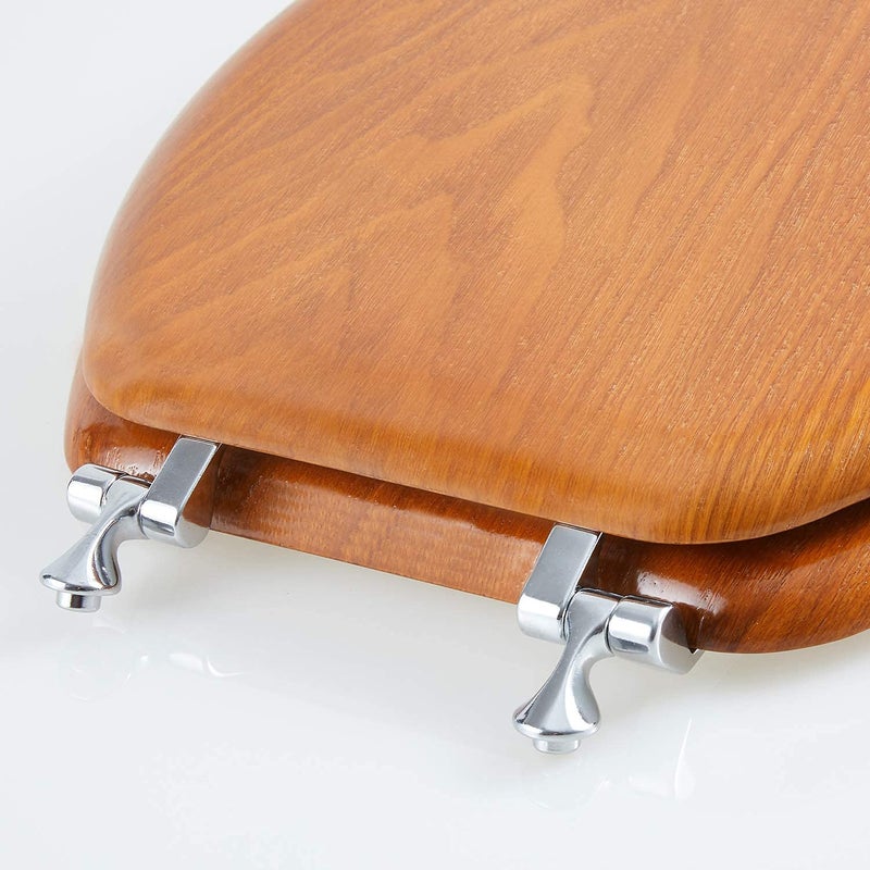 Angel Shield Durable Wood Veneer Natural Toilet Seat Metal Hinged Easy Clean Anti-scratch American Standard(Elongated,Wood Color) - Image 5